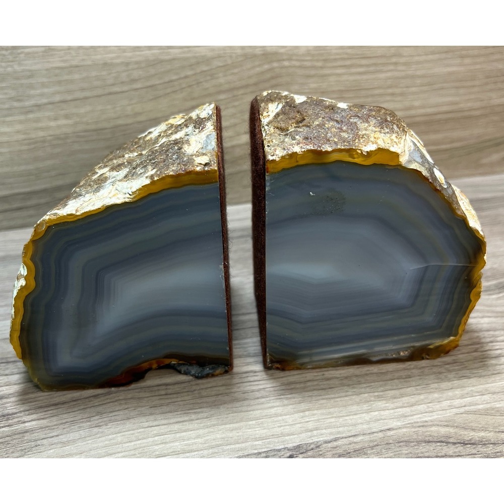 Natural Agate Geode Bookends Set‎ Stone Crystal Decor Heavy Duty